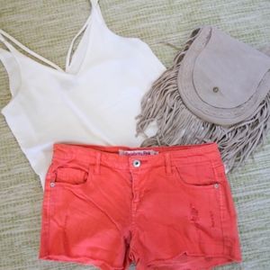 Orange Jean Shorts